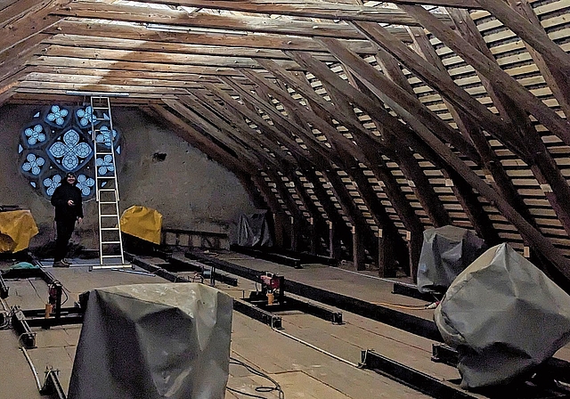 Das Dachwerk der Klosterkirche Königsfelden wird öffentlich zugänglich gemacht.Bild: Kantonale Denkmalpflege Aargau